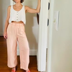 H&M Linen-Blend Apricot Crop Pants